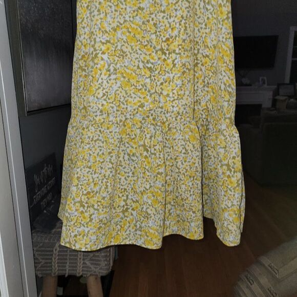 BCBG Eneration Women's Ruffle Strap Square Neck yellow Floral Midi Dress… - Picture 10 of 12